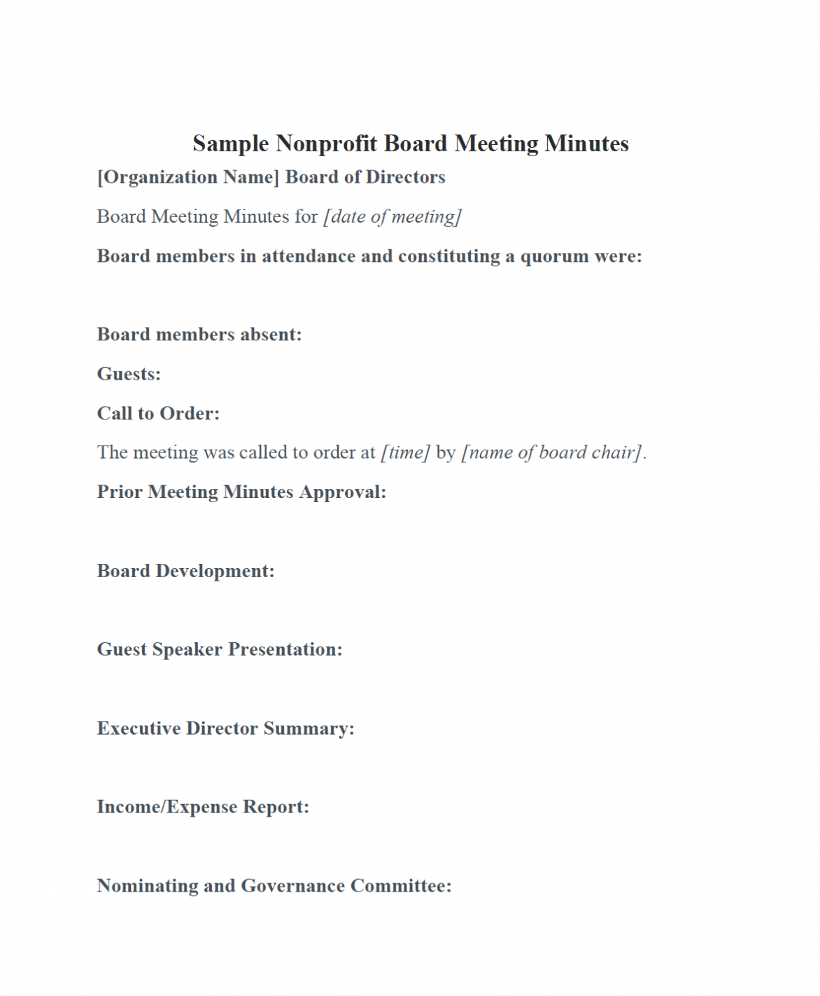 Nonprofit Board Meeting Minutes Template | Diligent Insights pertaining to Non Profit Board Meeting Minutes Template
