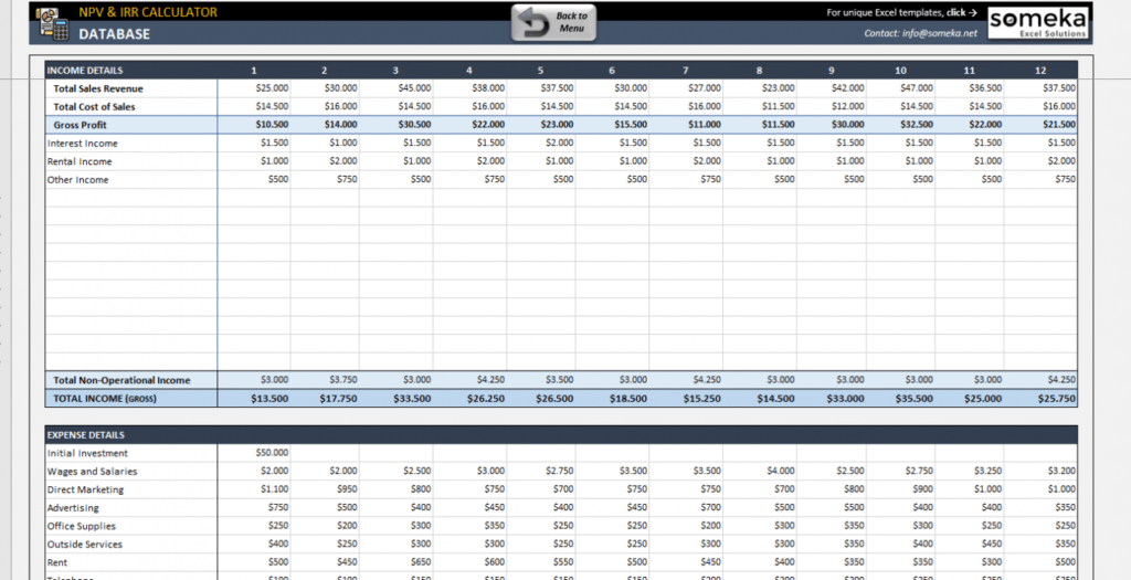 Net Present Value Excel Template – Great Professional Template Design