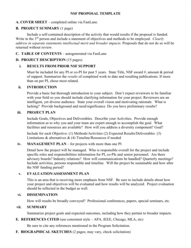 Nsf Proposal Template within Nsf Proposal Template