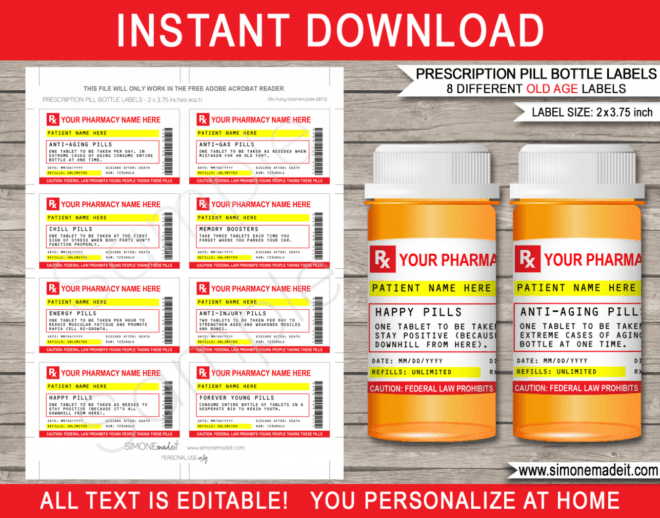 Old Age Prescription Labels (2 X 3.75 Inch) - For Vials with regard to Prescription Labels Template