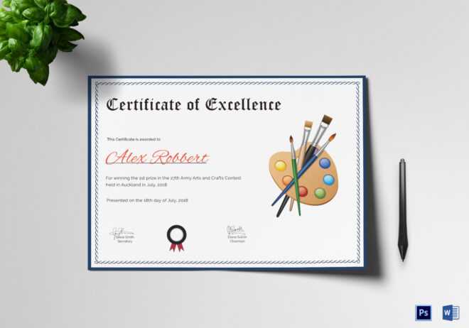 Painting Award Certificate Design Template In Psd, Word inside Player Of The Day Certificate Template