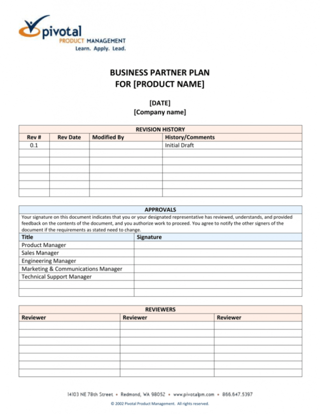 Partner Plan Template - Pivotal Product Management regarding Partner Business Plan Template
