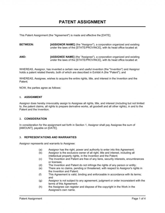 Patent Assignment Template | By Business-In-A-Box™ regarding Invention Assignment Agreement Template