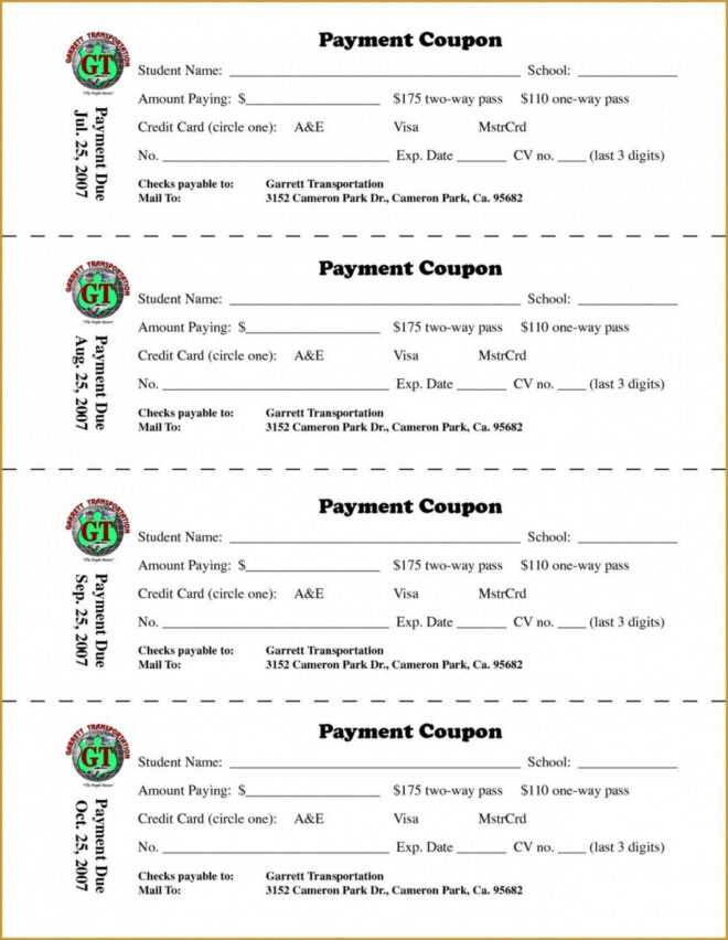 Payment Coupon Book Template ~ Addictionary in Coupon Book Template Word