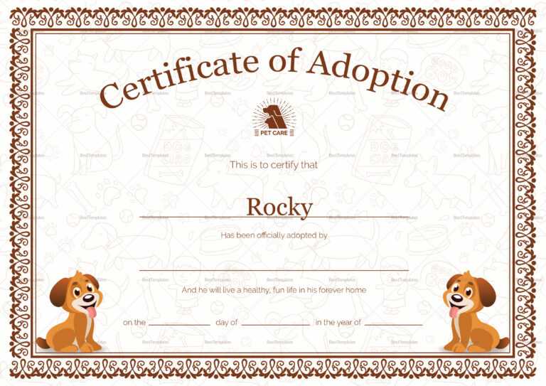 Printable Pet Adoption Certificate Template Free Great Professional Printable Pet Adoption Certificate Template Free Great Professional