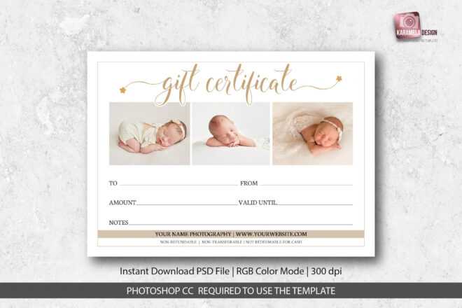 Photography Studio Gift Certificate Template for Photoshoot Gift Certificate Template