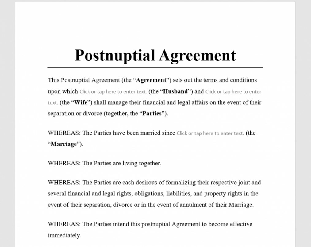 Postnuptial Agreement Template - Antonlegal intended for Post Nuptial Agreement Template