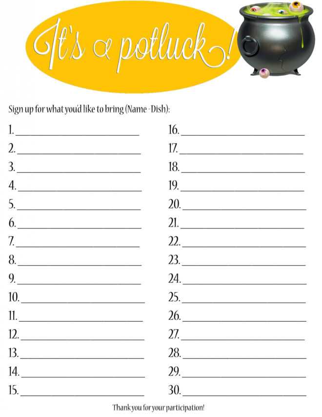 Potluck Signup Sheet Template ~ Addictionary intended for Potluck Signup Sheet Template Word