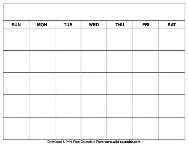 Printable Blank Calendar Templates for Blank Calander Template