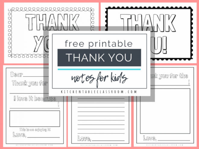 Printable Thank You Cards For Kids - The Kitchen Table Classroom with Thank You Notes Templates