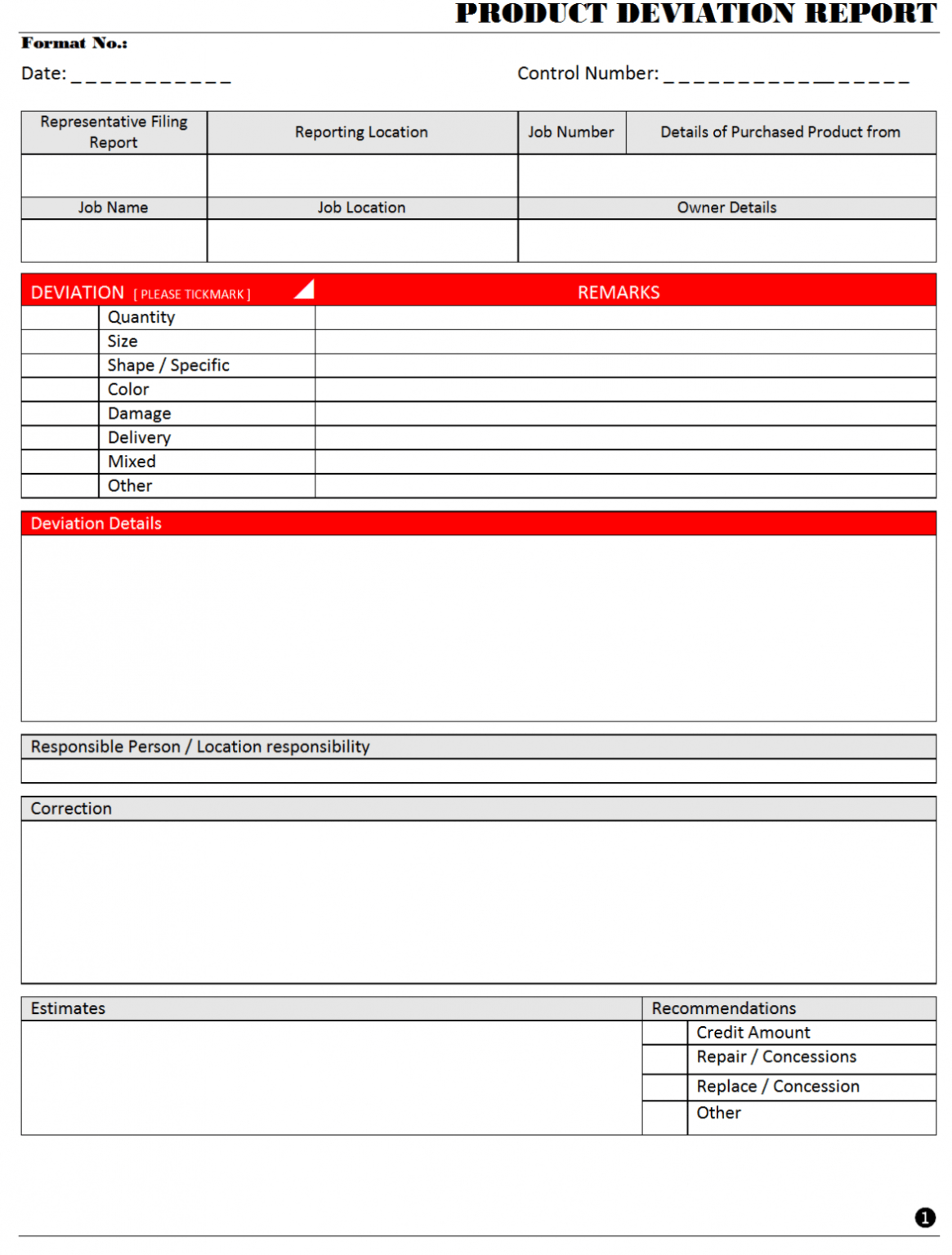 Deviation Report Template