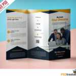 Professional Corporate Tri-Fold Brochure Free Psd Template within Three Fold Flyer Templates Free
