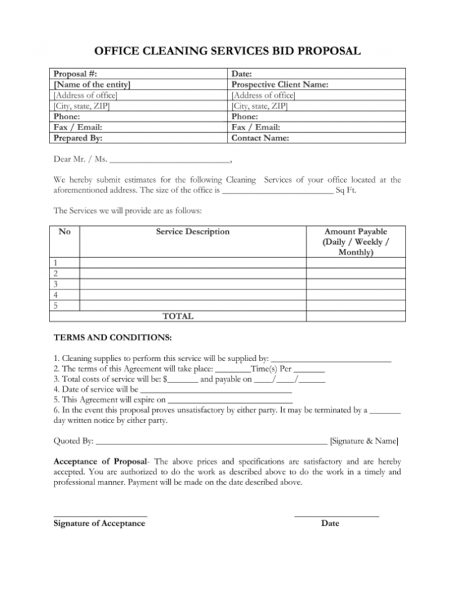 Proposal For Cleaning Services Doc - Fill Online, Printable for Free Cleaning Proposal Template