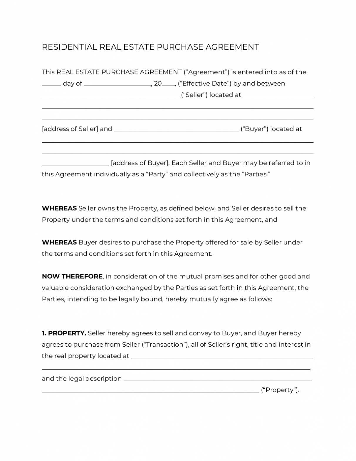 Real Estate Purchase Agreement Form [2021] | Official Pdf pertaining to Home Purchase Agreement Template