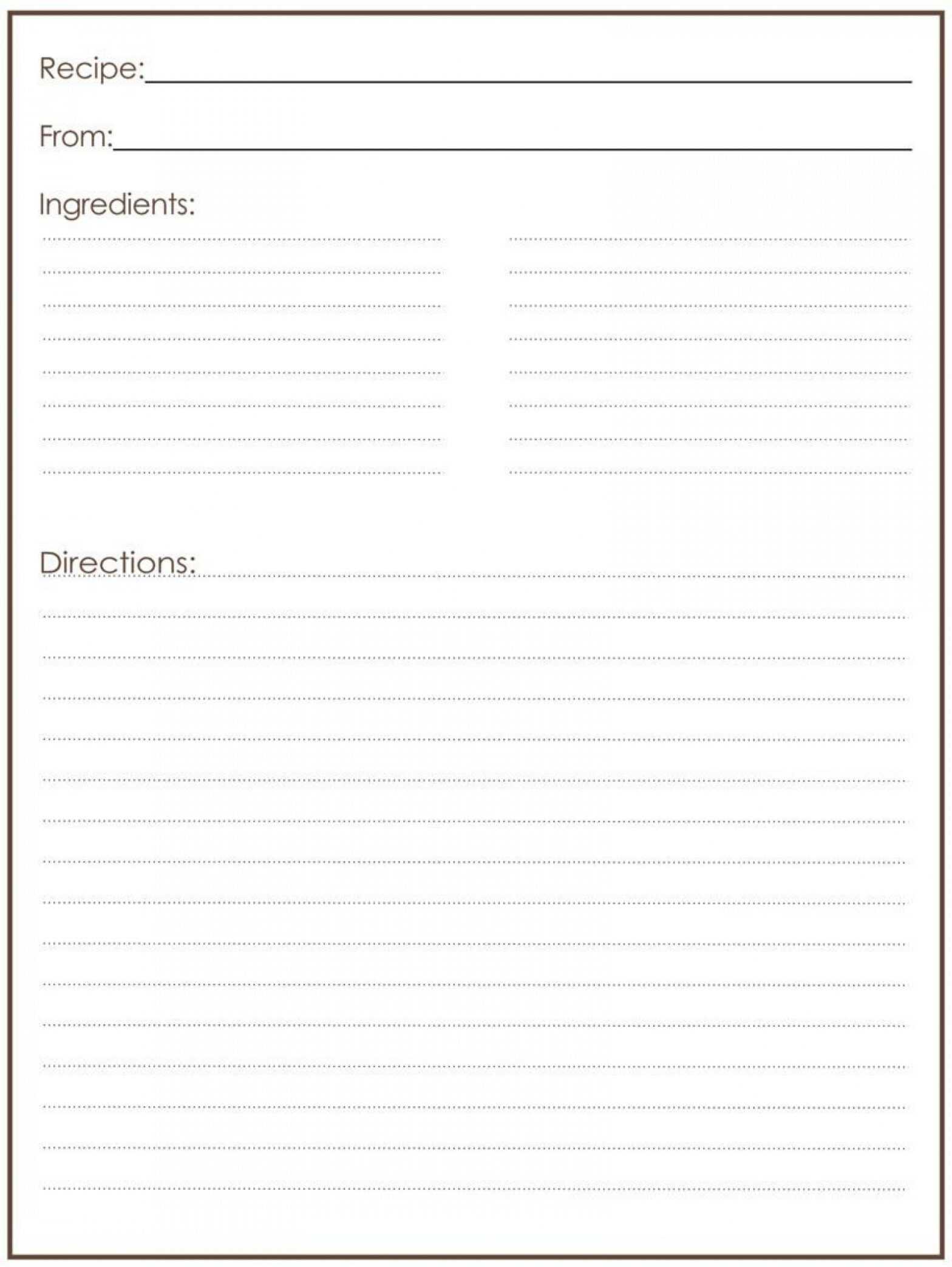 Recipe Template For Word ~ Addictionary throughout Full Page Recipe Template For Word