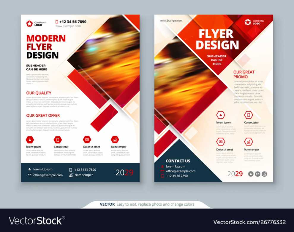 Red Flyer Template Layout Design Corporate Vector Image regarding Make Flyer Template