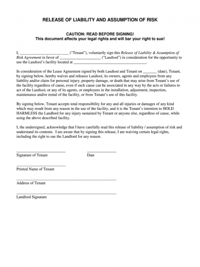 Release Of Liability Form - Fill Out And Sign Printable Pdf Template |  Signnow intended for Negotiated Risk Agreement Template