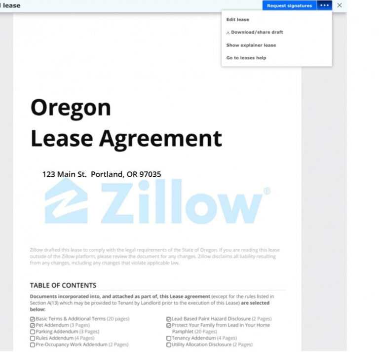 Zillow Lease Agreement Template