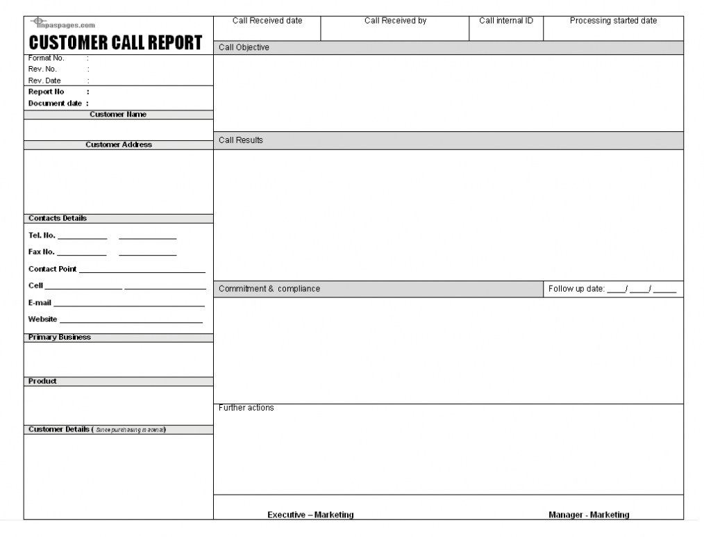 Sales Call Report Templates - Word Excel Fomats in Sales Visit Report Template Downloads