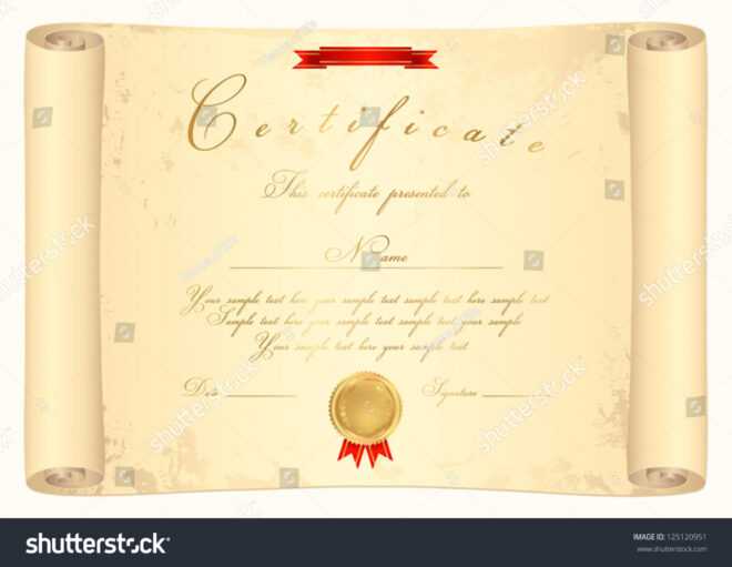 Scroll Certificate Completion Template Parchment Paper Stock within Scroll Certificate Templates