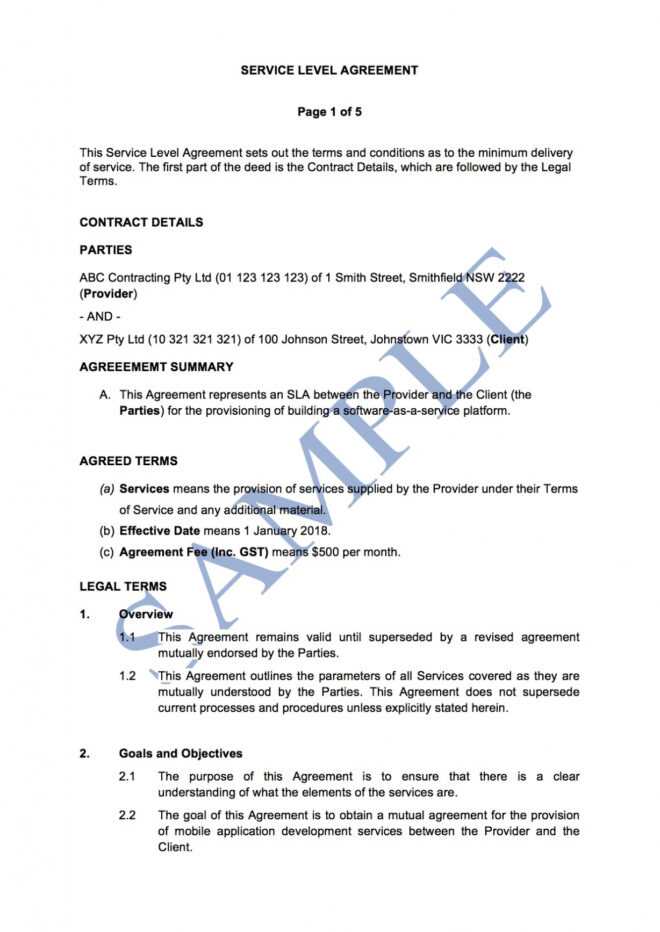 Service Level Agreement - Free Template | Sample - Lawpath intended for Supplier Service Level Agreement Template