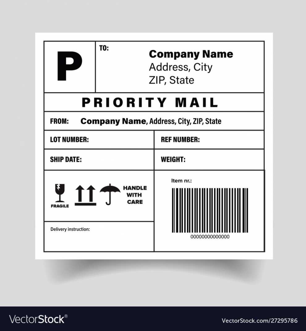 Shipping Barcode Label Sticker Template Royalty Free Vector in Package Shipping Label Template
