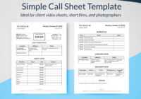 Simple Call Sheet Template Word Doc | Sethero intended for Film Call Sheet Template Word