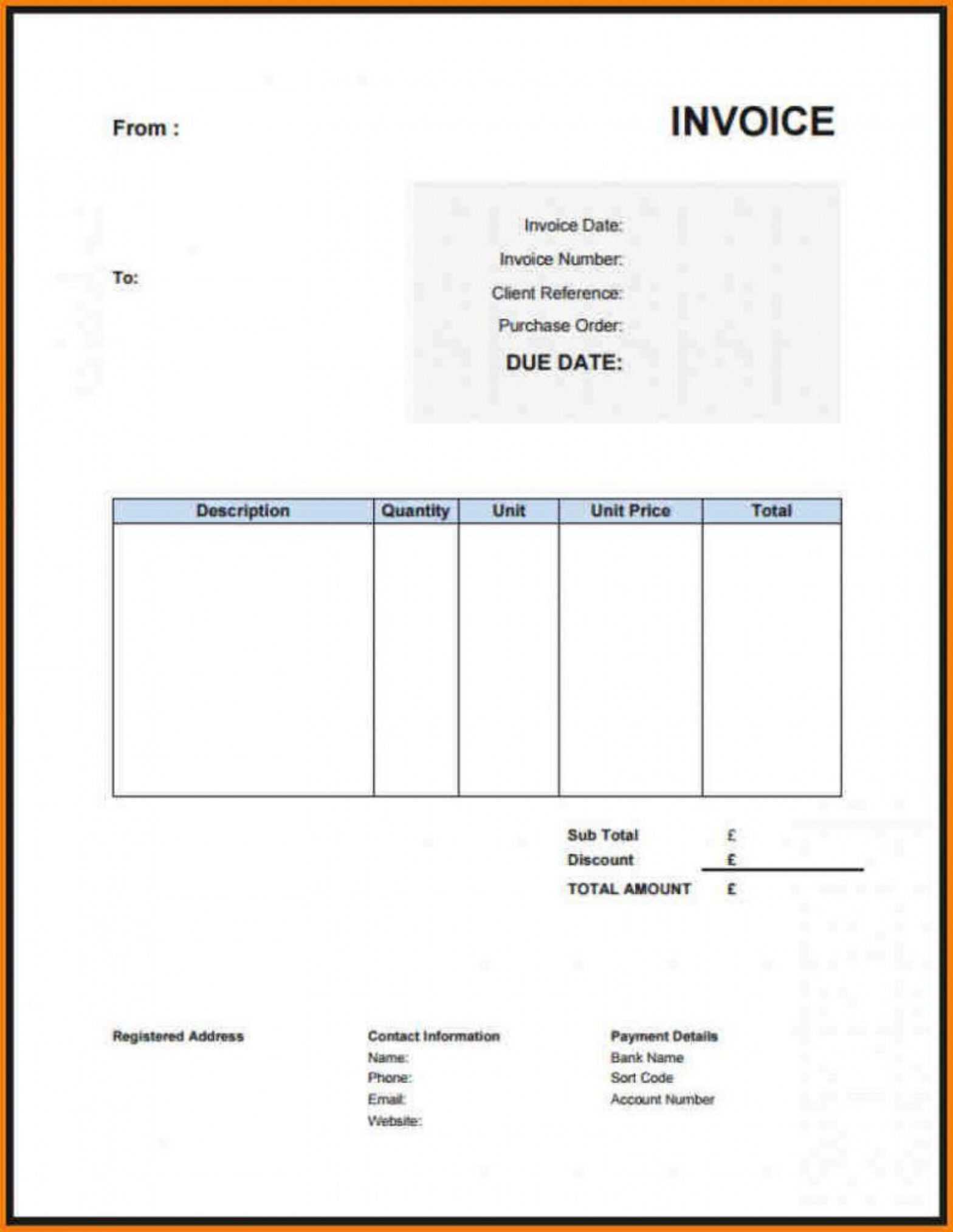 Simple Invoice Template Uk Free ~ Addictionary throughout Sample Invoice Template Uk