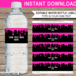 Slime Party Water Bottle Labels Template – Pink for Drink Bottle Label Template