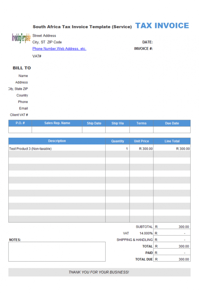 South Africa Tax Invoice Template (Sales) regarding South African Invoice Template