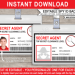 Spy Or Secret Agent Badge Template – Red for Spy Id Card Template