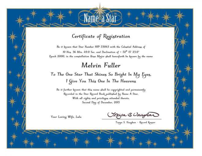 Star Naming Certificate Template - Sample Professional Templates with Star Naming Certificate Template