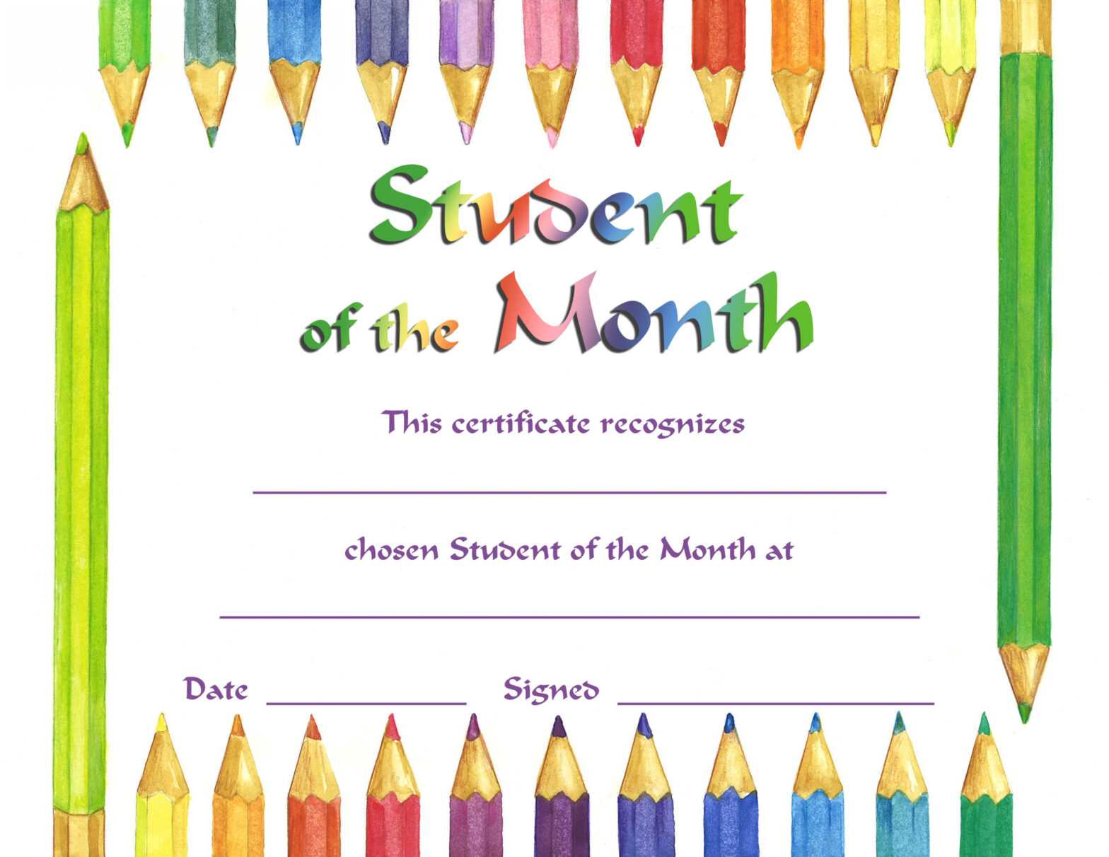 Student Of The Month regarding Free Printable Student Of The Month Certificate Templates