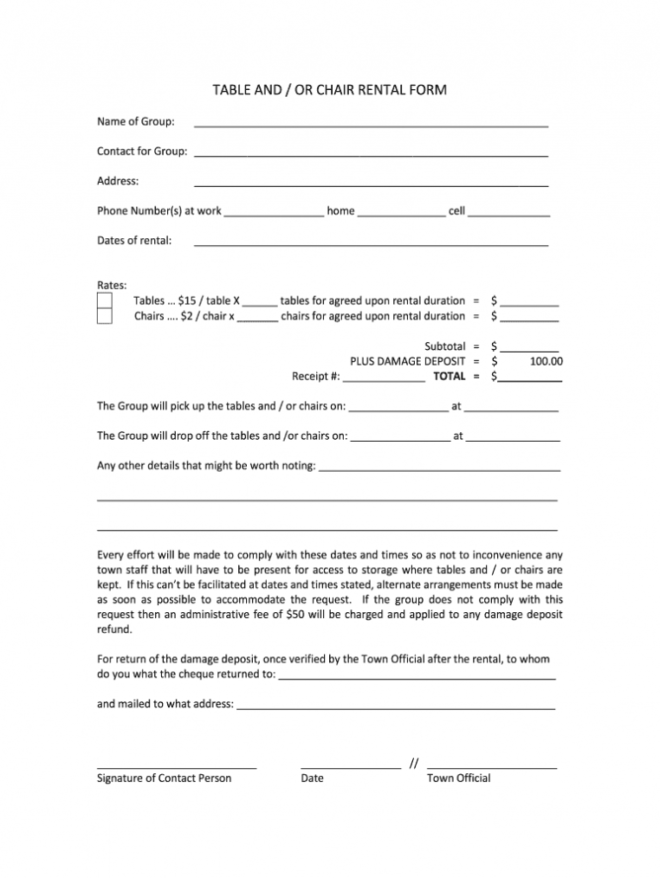 Table And Chair Rental Agreement Template - Fill Online in Table And Chair Rental Agreement Template