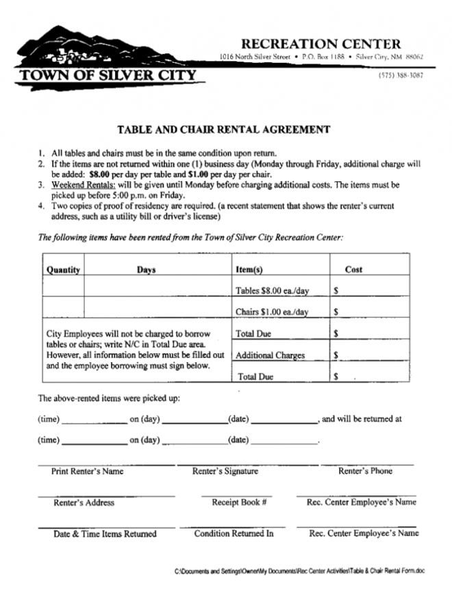 Tables And Chairs Rental Agreement Form - Fill Out And Sign Printable Pdf  Template | Signnow inside Party Equipment Rental Agreement Template
