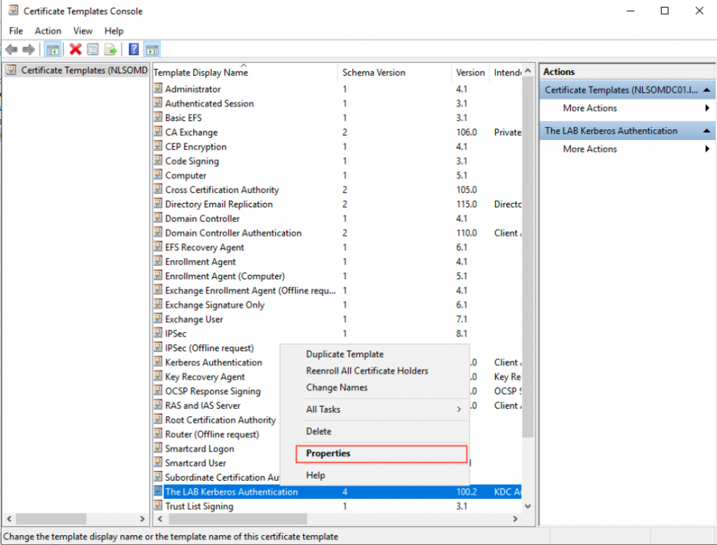 Domain Controller Certificate Template