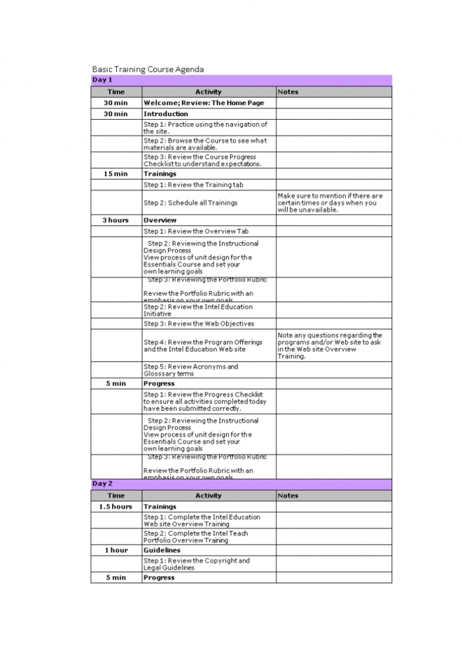 Training Agenda Template Excel | Templates At regarding Training Agenda Template