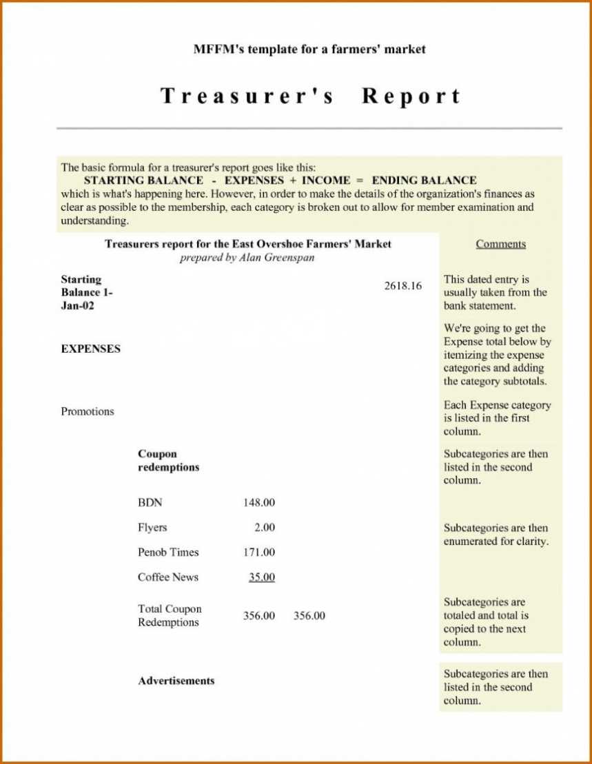 Treasurer Report Template Non Profit ~ Addictionary in Non Profit Treasurer Report Template