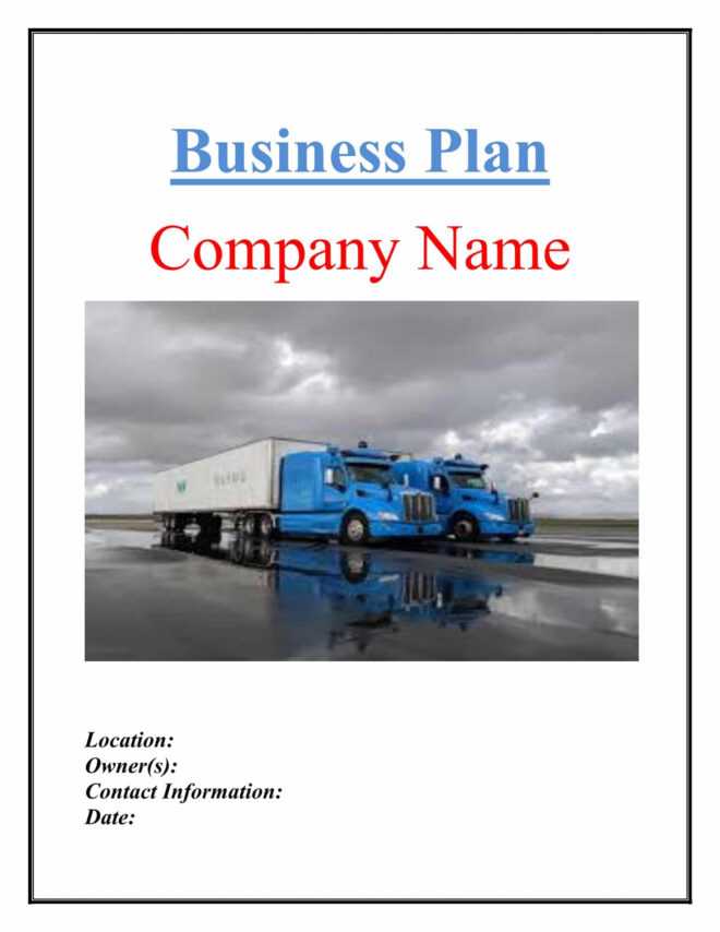 Trucking Transport Business Plan Template Sample Pages within Business Plan Template For Transport Company