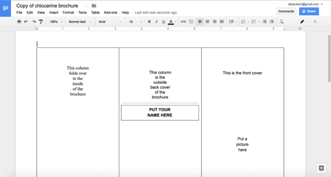 Tutorial: Making A Brochure Using Google Docs From A pertaining to Google Doc Brochure Template