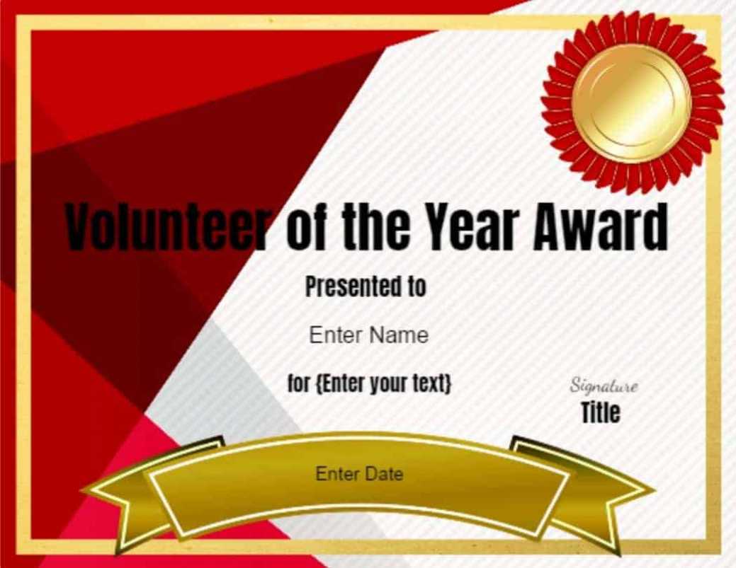 Volunteer Certificate Of Appreciation | Customize Online for Volunteer Of The Year Certificate Template