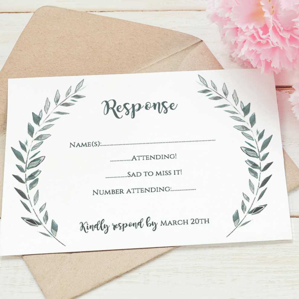 Wedding Rsvp Card Template Printable Rsvp Card | Leaves intended for Free Printable Wedding Rsvp Card Templates
