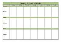 Weekly Activity Schedule Template | Think Moldova throughout Blank Activity Calendar Template