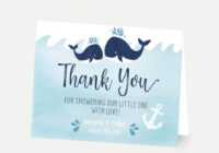 Whale Nautical Baby Shower Thank You Card Printable for Template For Baby Shower Thank You Cards
