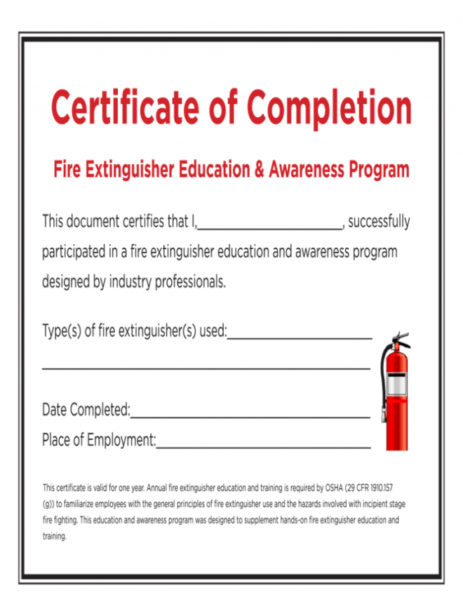 What Does Certificate Of Completion Means On Fire Extinguisher Training -  Fill Out And Sign Printable Pdf Template | Signnow for Fire Extinguisher Certificate Template