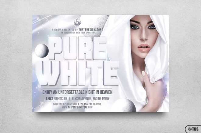 White Party Flyer Template V3 | Free Posters Design For Photoshop pertaining to All White Party Flyer Template Free