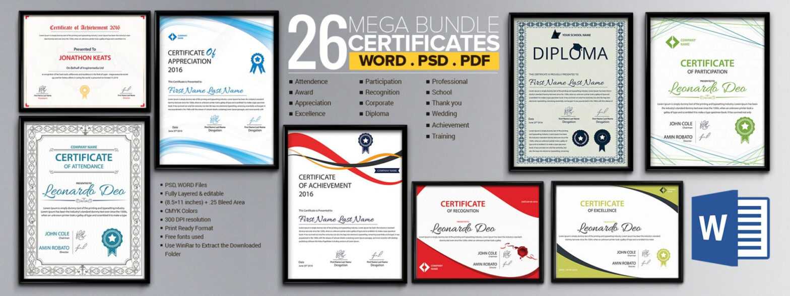 Word Certificate Template - 53+ Free Download Samples inside Downloadable Certificate Templates For Microsoft Word