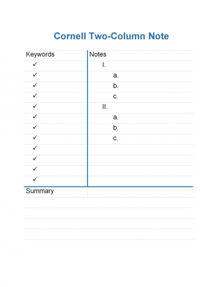 Two Column Notes Template